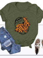 Wholesale Leopard Bunny Print Short Sleeve T-Shirt