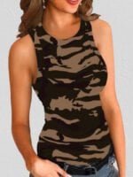 Wholesale Leopard Camo Print Casual Tank Top