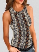 Wholesale Leopard Camo Print Casual Tank Top