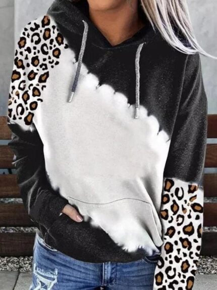 Leopard Cow Print Panel Hoodie