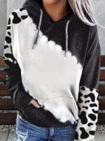 Leopard Cow Print Panel Hoodie