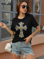 Leopard Cross Print Short Sleeve T-Shirt