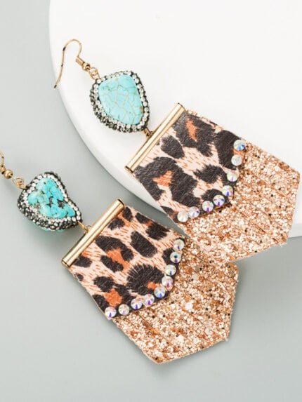 Leopard Fringe Sequin Earrings