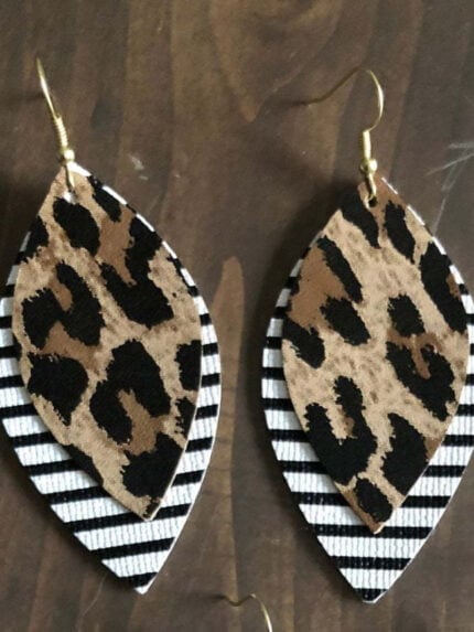 Leopard Leaf Double Layer Earrings