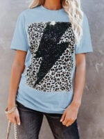 Leopard Lightning Pattern Short Sleeve Tee