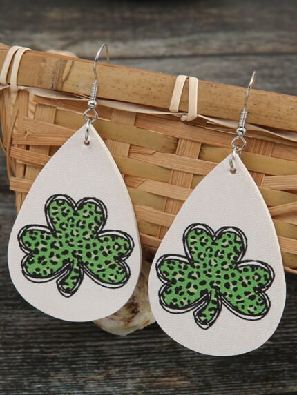 Leopard Lucky Shamrock Print Earrings