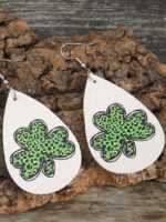 Leopard Lucky Shamrock Print Earrings