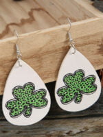 Leopard Lucky Shamrock Print Earrings