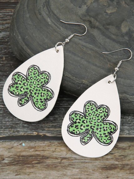 Leopard Lucky Shamrock Print Earrings