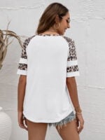 Wholesale Leopard Panel Short Sleeve T-Shirt