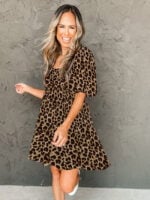 Wholesale Leopard Print Backless Sexy Dress