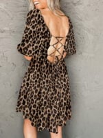 Wholesale Leopard Print Backless Sexy Dress