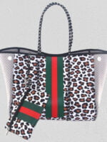 Leopard Print Colorblock Neoprene Beach Bag