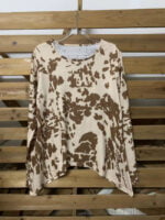 Leopard Print Crew Neck Irregular Top