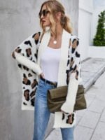 Leopard Print Knitted Cardigan