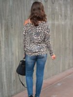 Leopard Print Off-shoulder T-shirt