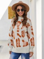 Leopard Print Pullover Knitted Sweater