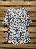 Wholesale Leopard Print Ruffle Sleeves Casual T-Shirt