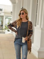 Leopard Print Stitching T-shirt