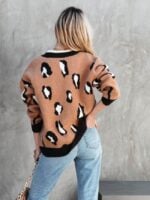 Leopard Print V Neck Button Cardigan