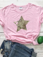 Wholesale Leopard Star Print Short Sleeve T-Shirt