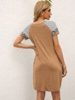 Leopard Stripe Panel Pocket Dress