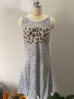 Wholesale Leopard Stripe Panel Sleeveless Dress