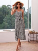 Wholesale Leopard V-Neck Tie Slip Dress