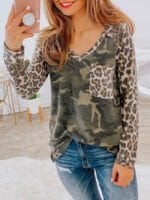 Leopard camouflage print panel top