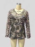 Leopard camouflage print panel top