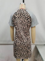 Wholesale Leopard-paneled short-sleeve dress