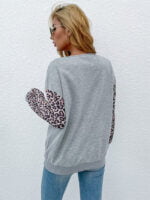 Leopard print V-neck cross stitching top