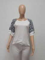 Wholesale Leopard-print crew-neck paneled T-shirt