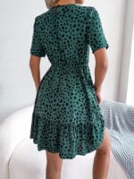 Leopard-print crew-neck ruffle dress