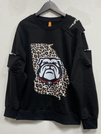 Leopard print crew neck sweatshirt