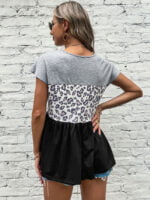 Leopard-print crewneck short-sleeve T-shirt