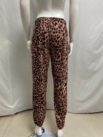 Leopard print elastic waist trousers