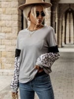 Leopard-print lace-paneled top