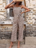 Wholesale Leopard-print lace-up jumpsuit