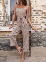 Wholesale Leopard-print lace-up jumpsuit