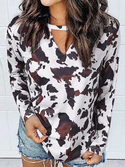 Leopard print long sleeve top