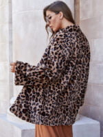 Leopard print loose plush coat