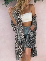 Wholesale Leopard-print mid-length beach blouse