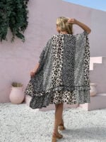 Wholesale Leopard-print mid-length beach blouse