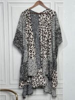 Wholesale Leopard-print mid-length beach blouse