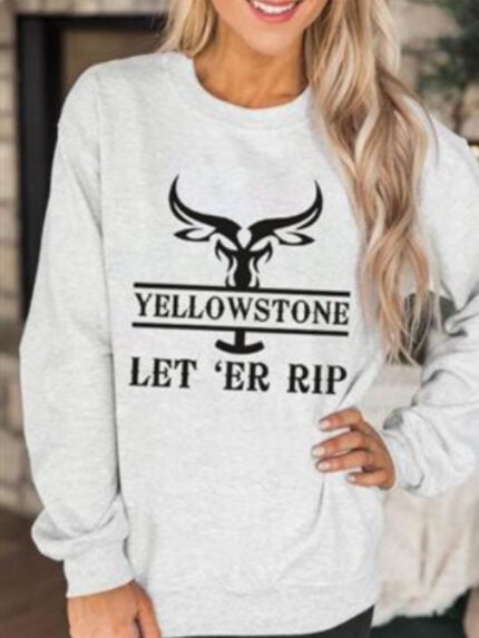 Letter Print Casual Long Sleeve Top