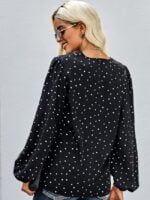 Heart Dot Balloon Sleeve Blouse