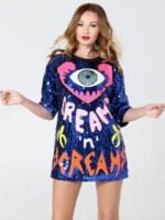 Love Eyes Sequined Mid-Length T-Shirt