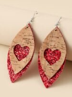 Love Hollow Leaf-shaped Sequin Earrings