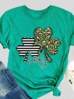 Luck Clover Print Casual T-Shirt